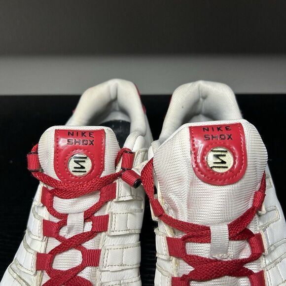 Nike Shox JX Sz 11 Leather White University Red Mens Running Sneakers 378341-110 - Picture 7 of 16